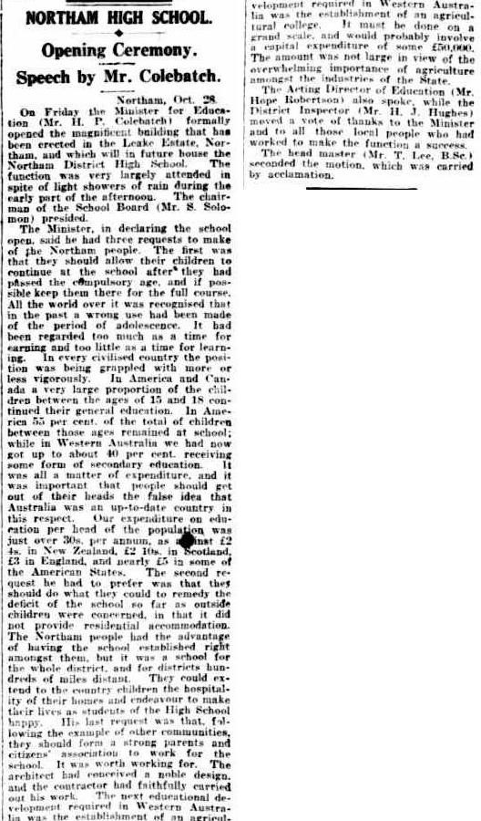 1921 Minister of Education Speech